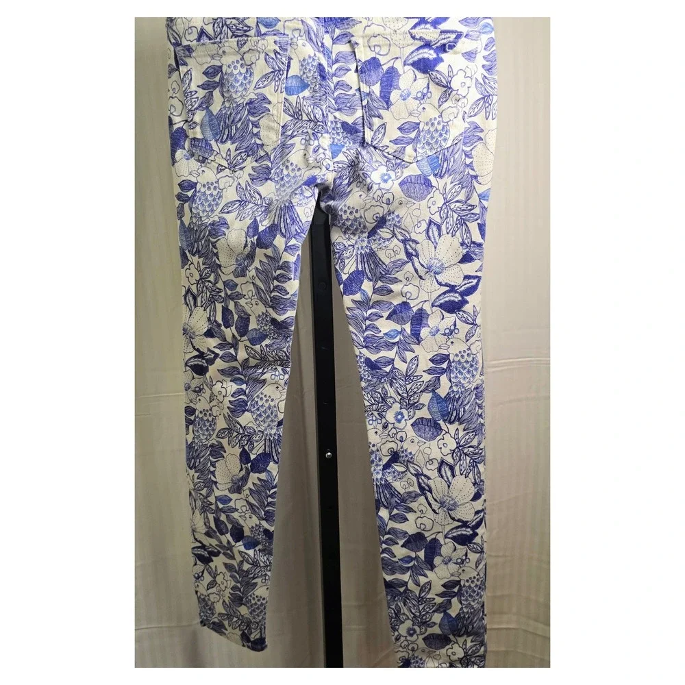 Vineyard Vines Women's US 4 Floral Print Skinny Jeans Blue White Y2K Cottagecore